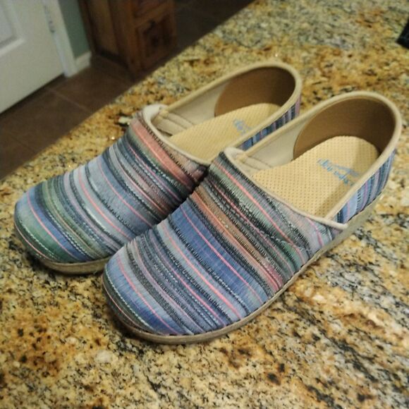 Dansko Pro Clog Womens Jute Rainbow Stripe Artisan Weave EU 37 US 6.5 - Picture 1 of 12